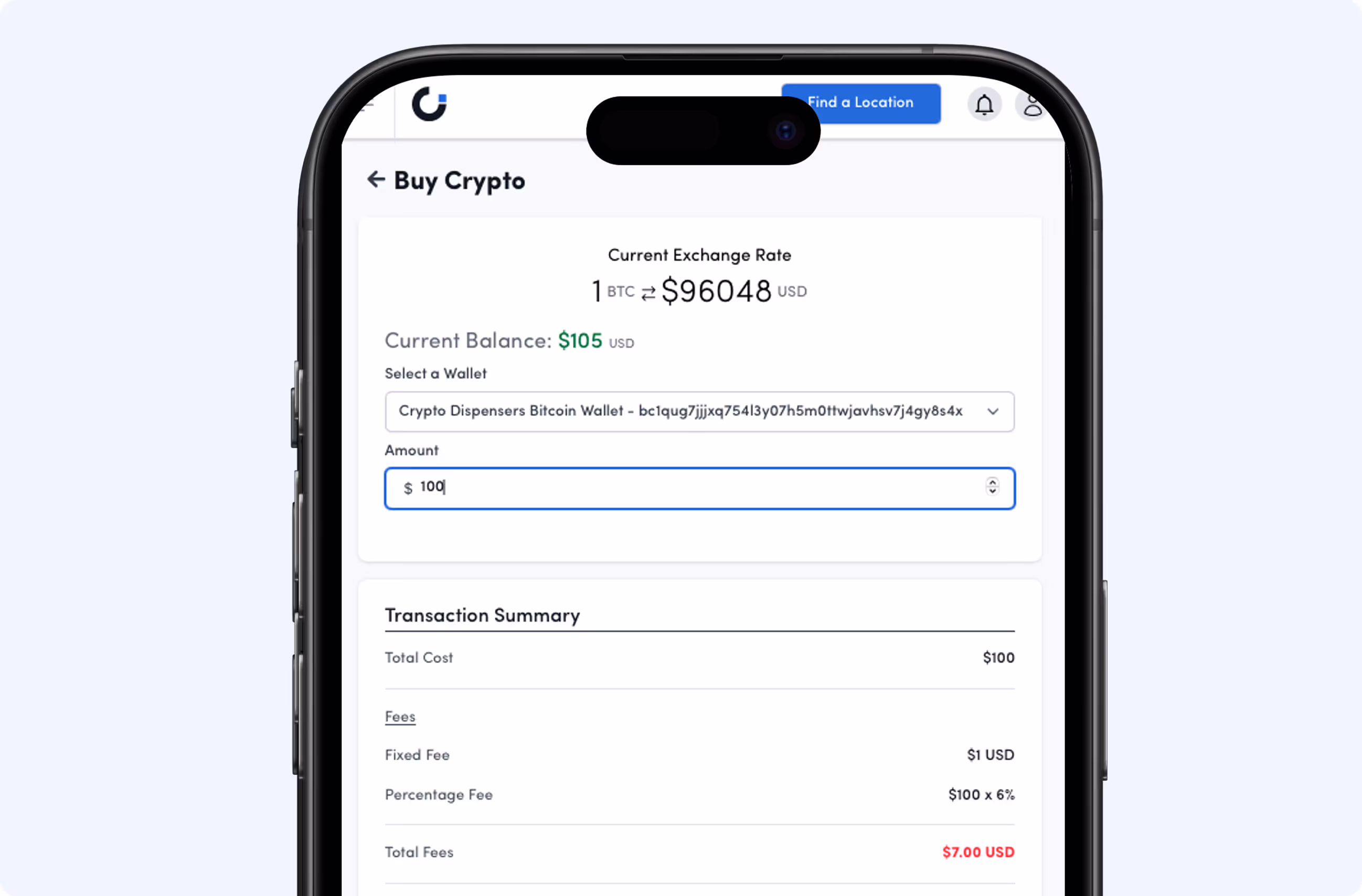 crypto dispenser receive-crypto-screenshot